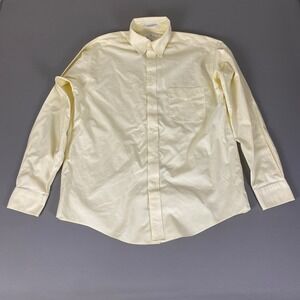 ENRO Shirt Button Up‎ Non-Iron Pinpoint Men's 15.5-34/35 Yellow Stripe 80s 2-Ply